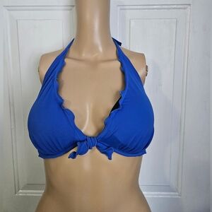 NWT Victoria's Secret Blue Halter Bikini with Scalloped Edging